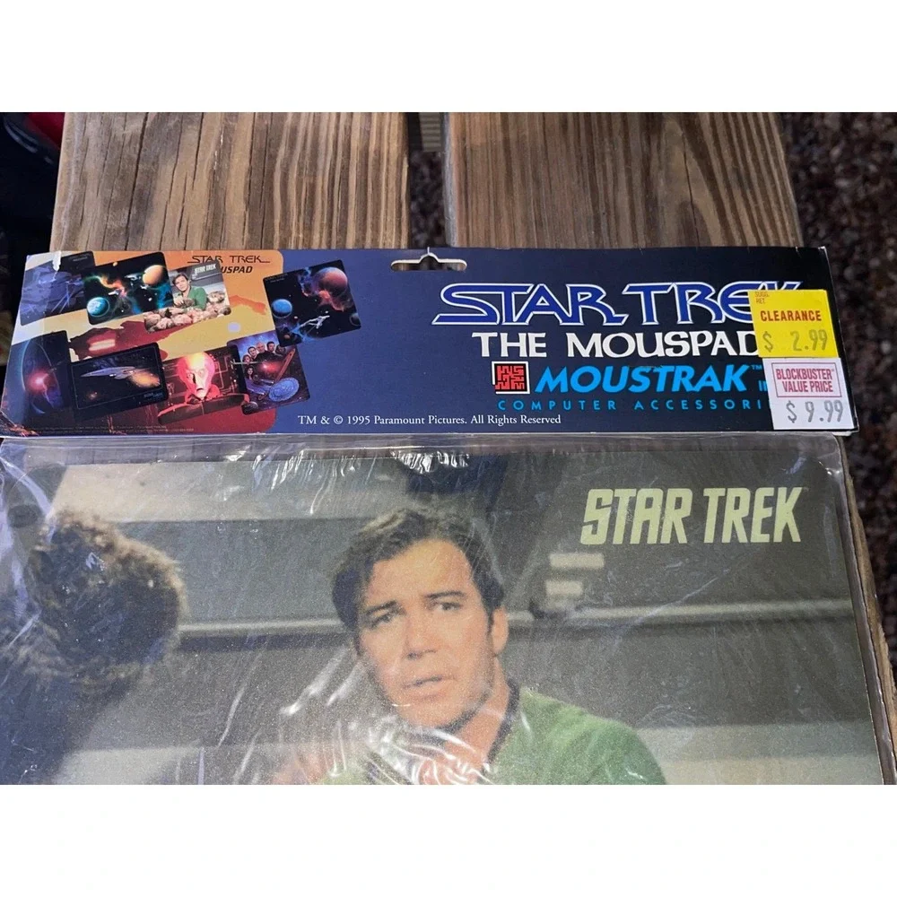 Vintage Star Trek Mouse Pad by Moustrak Captain Kirk and Tribbles New in Package